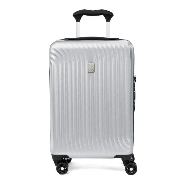 Silver suitcase by TravelPro.
