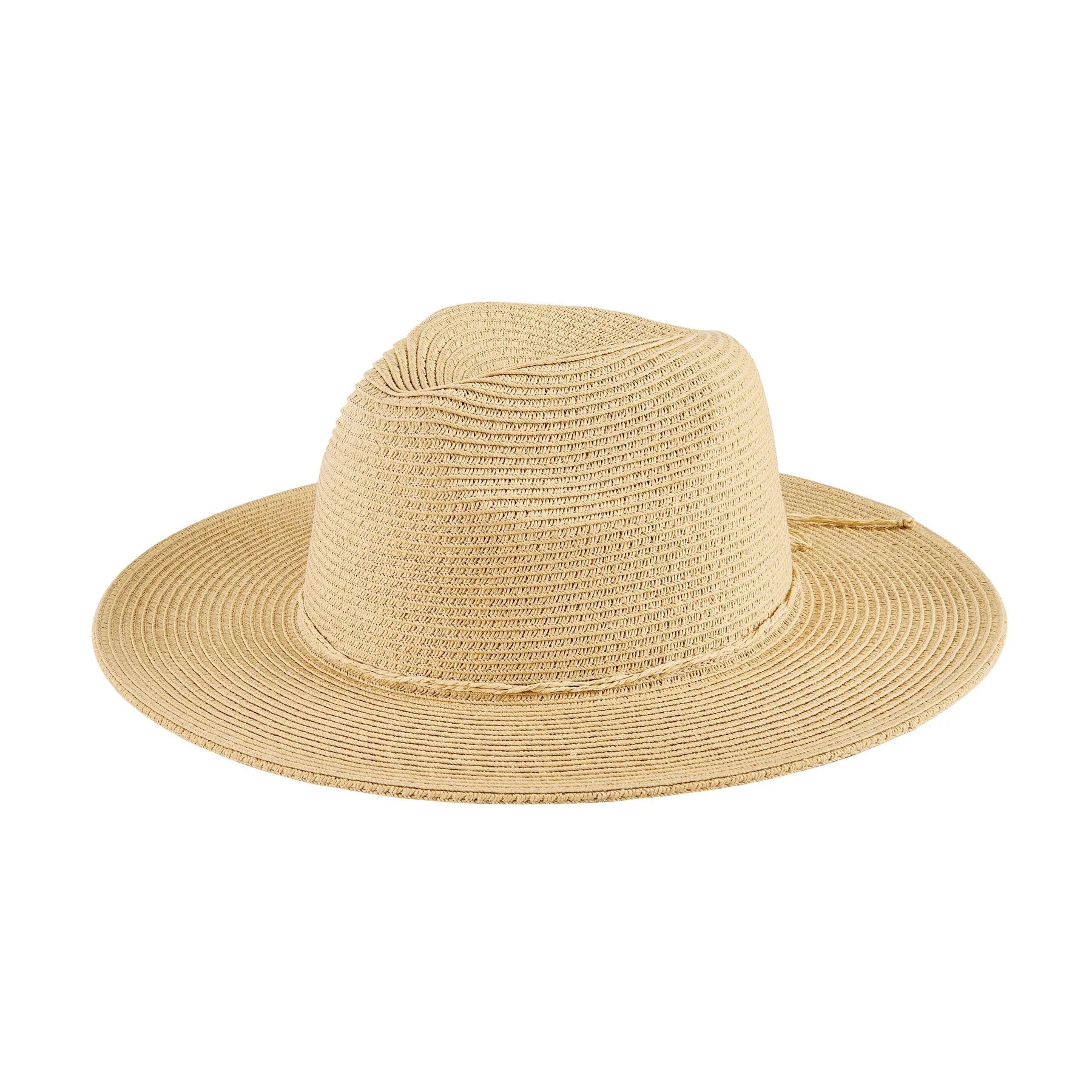 Beige straw hat on a white background