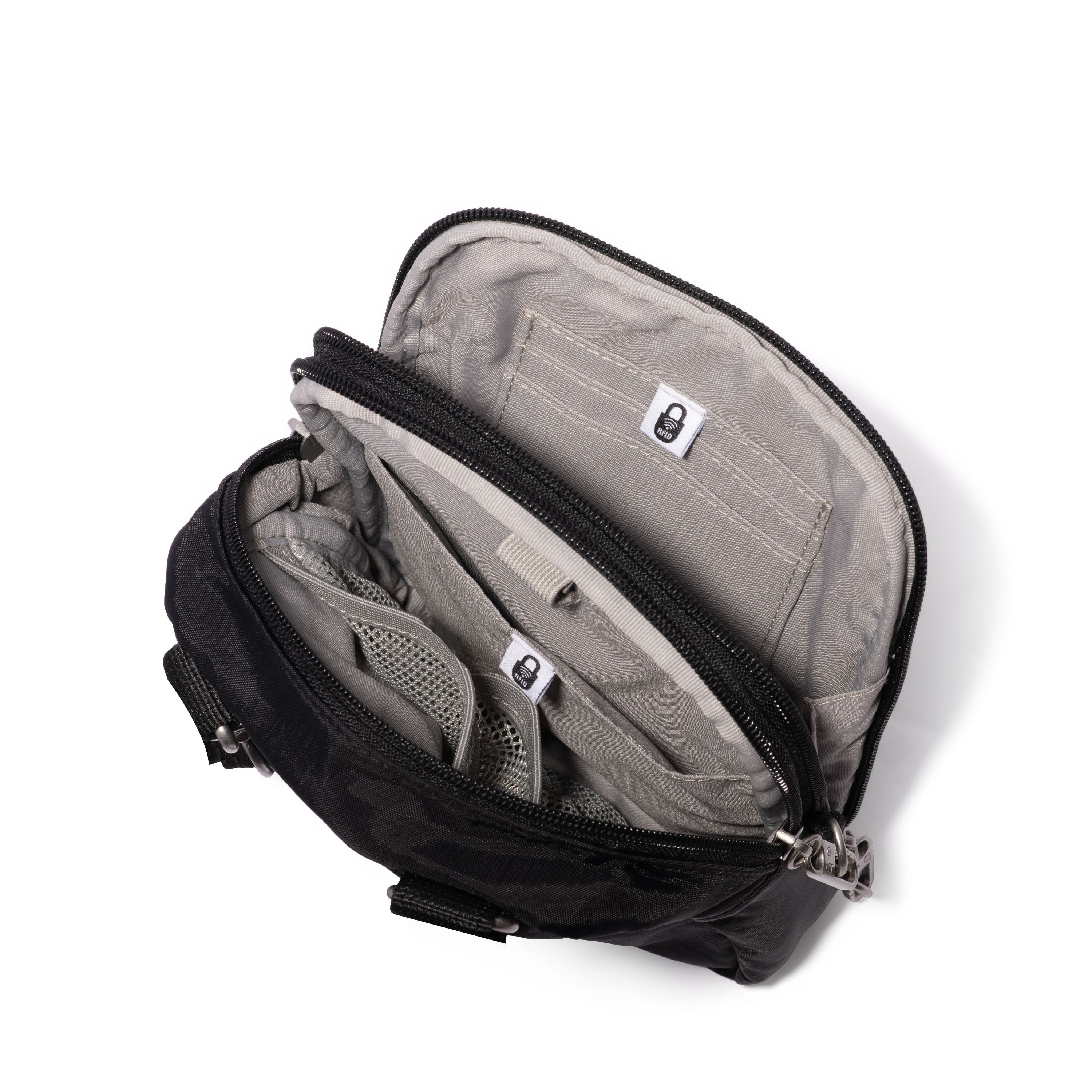 Securtex Anti-Theft Mini Everything Crossbody with lightweight water repellent fabric - interior view.