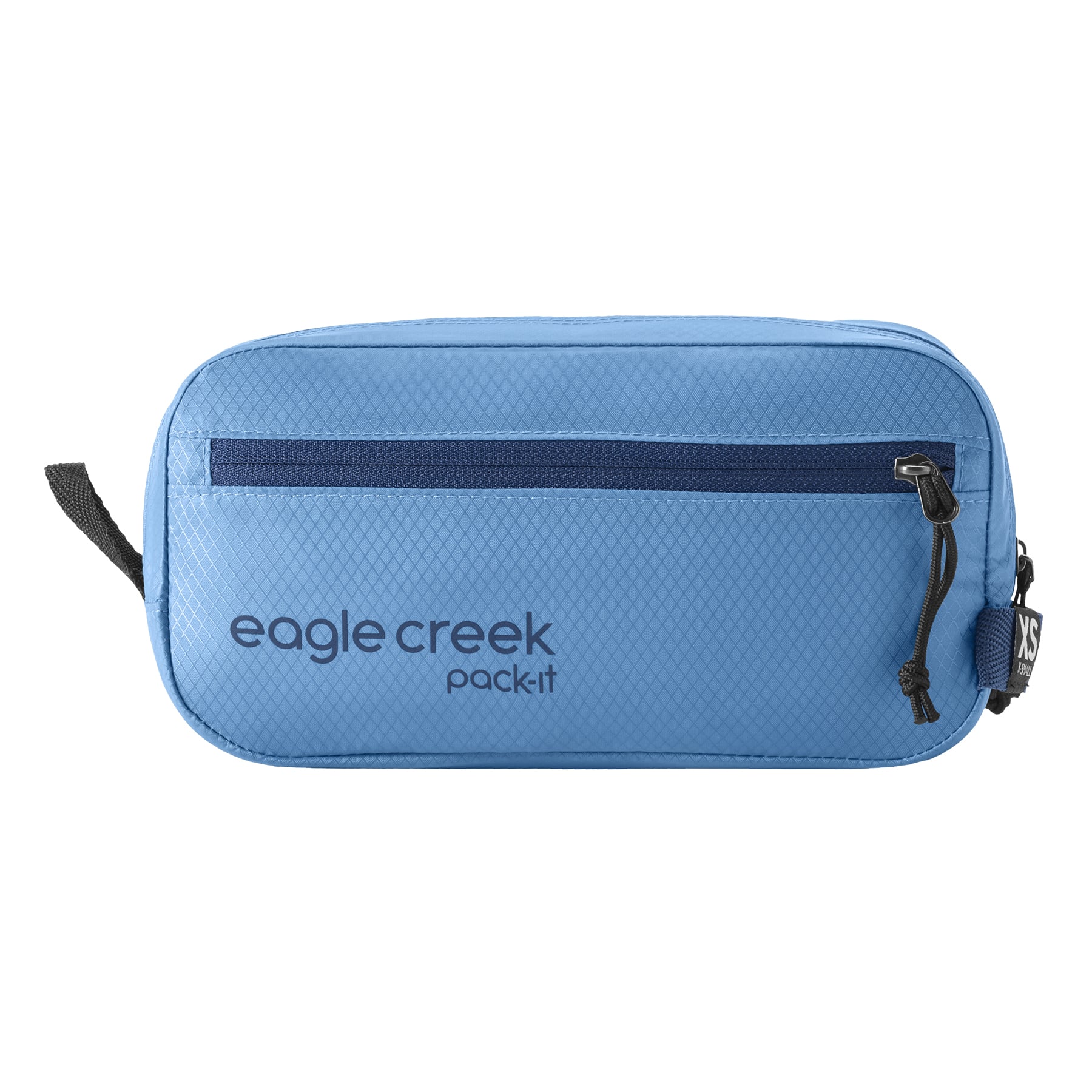 Blue travel pouch with a zipper and 'eagle creek pack-it' branding on a white background