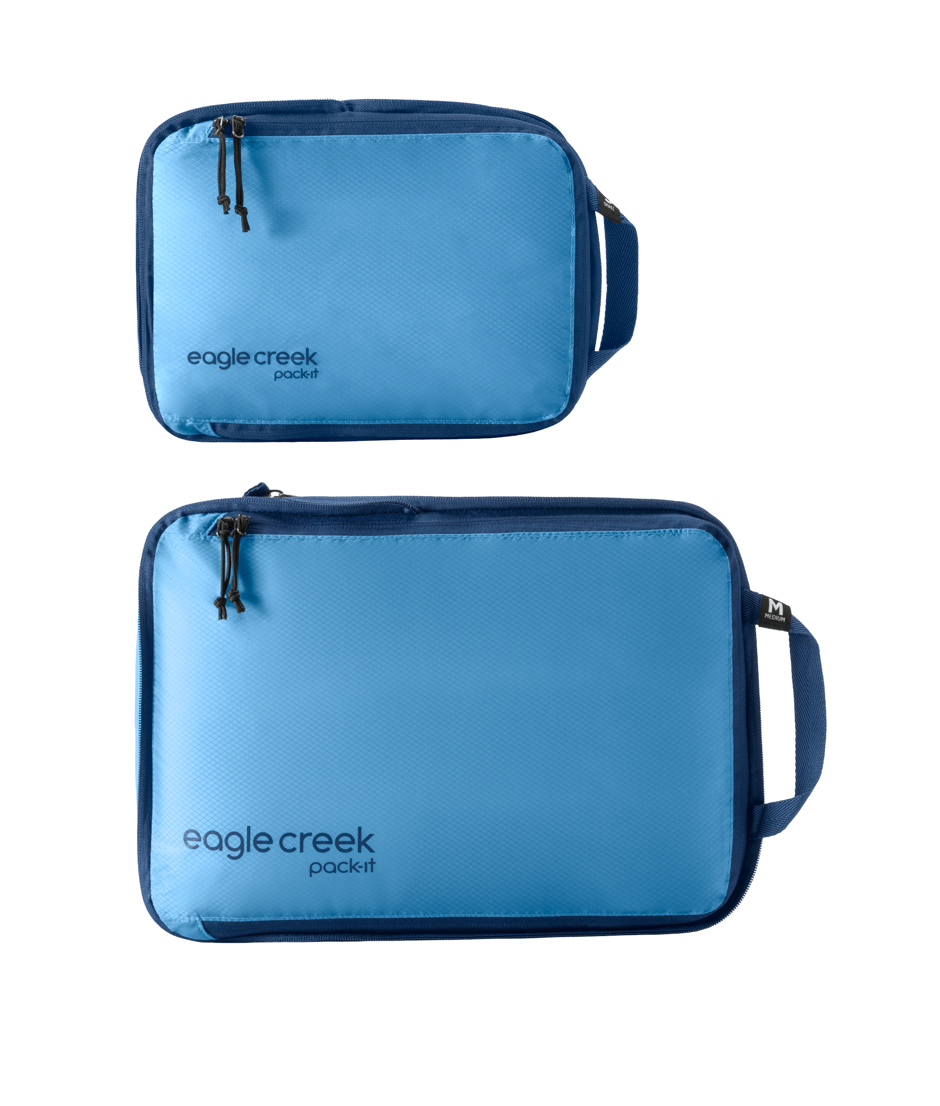 Packing compression cubes, size small and medium in blue.
