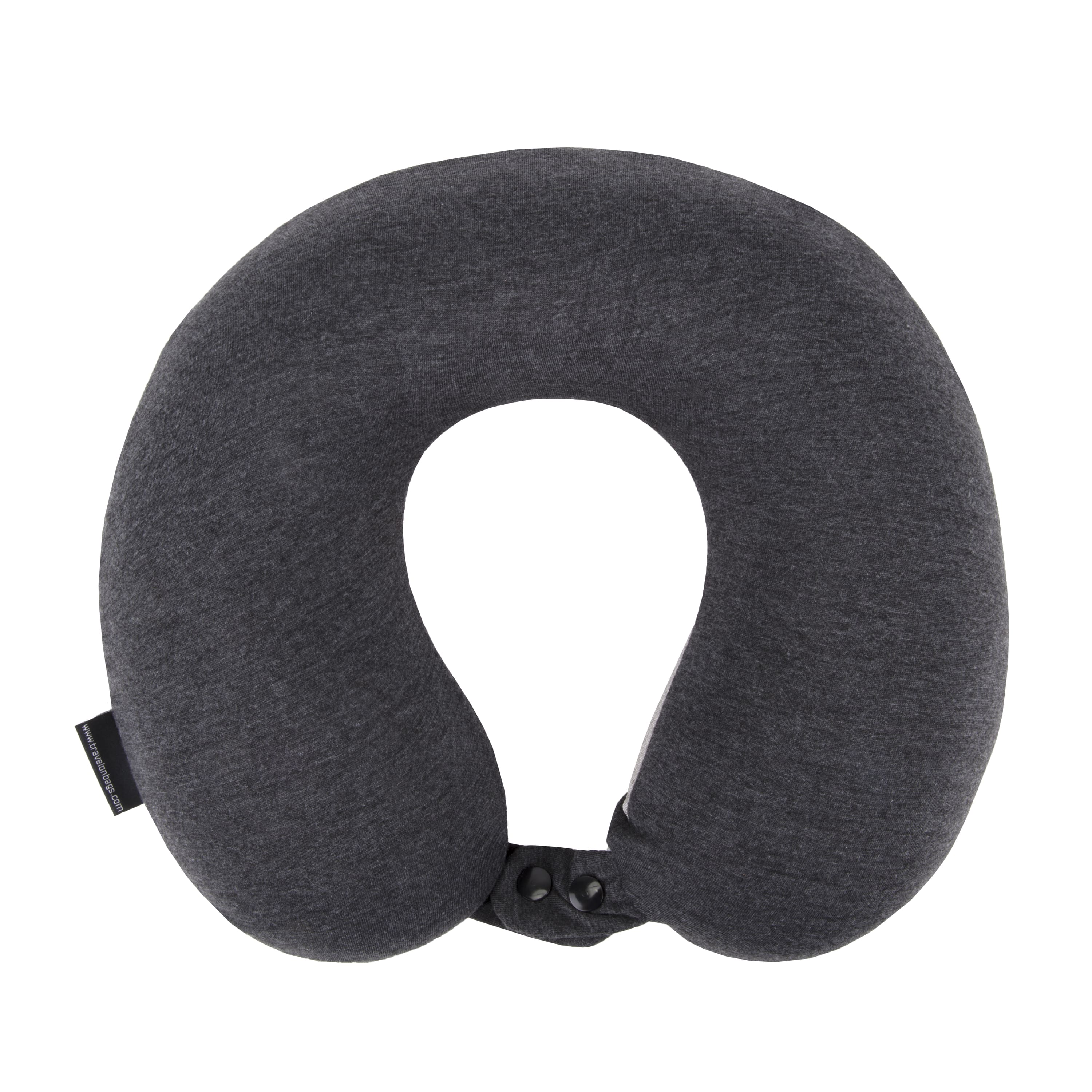 Gray U-shaped travel neck pillow on a white background