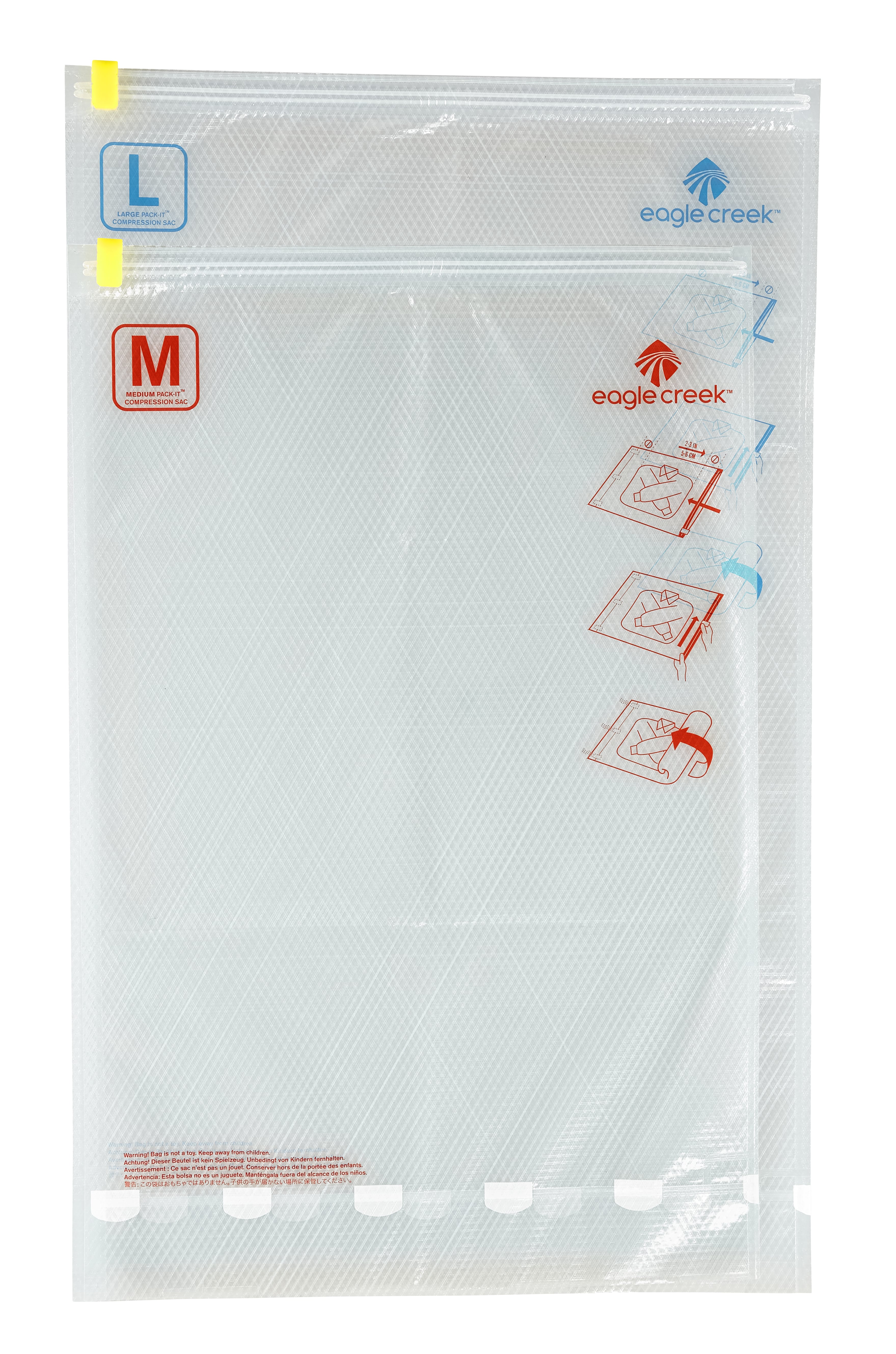 1Pack-It Compression Sac. Great for sweatshirts, sweaters and large amount of clothes. Compress pillows and blankets. Re-useable.