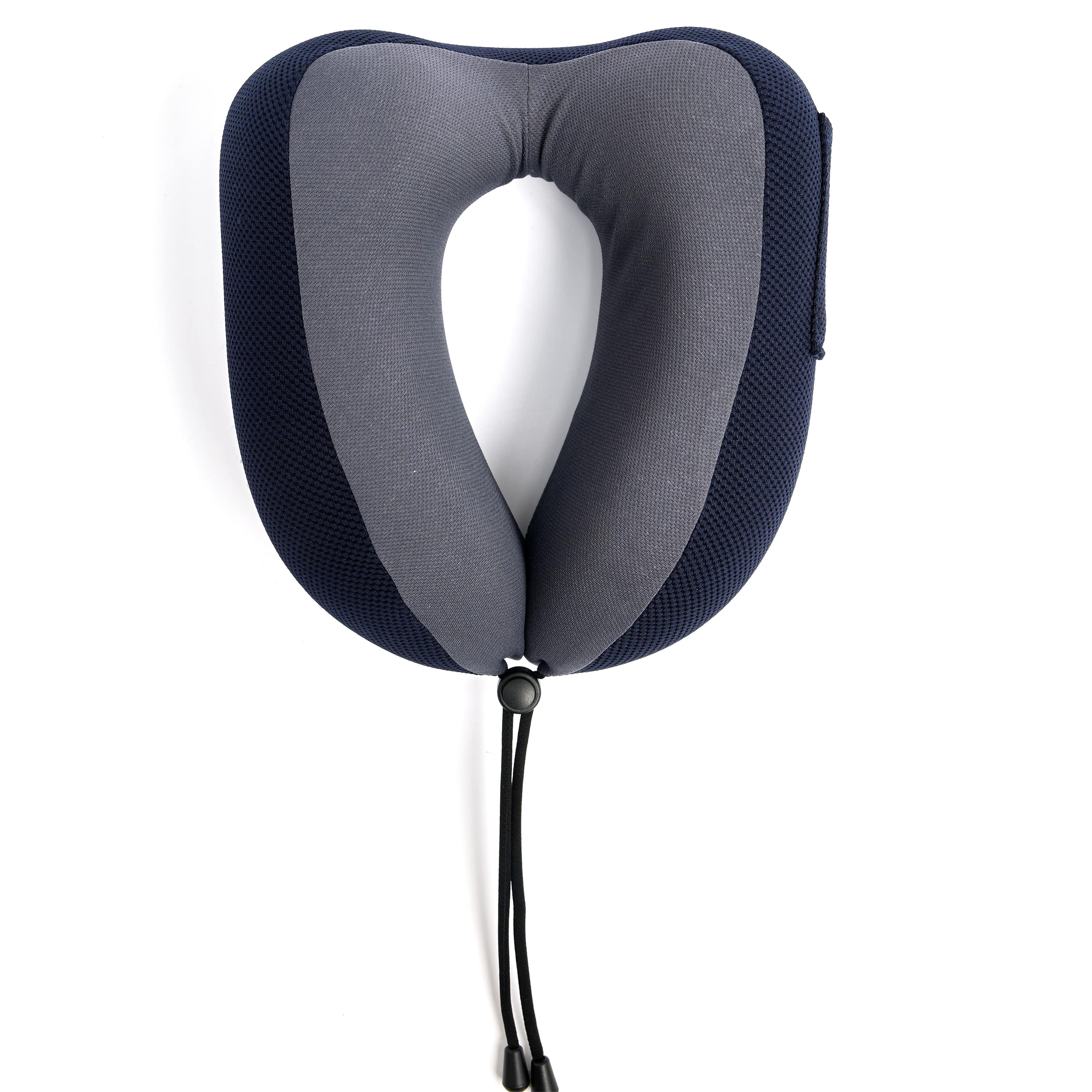 Gray and navy Transit Premium Neck Pillow pillow on a white background