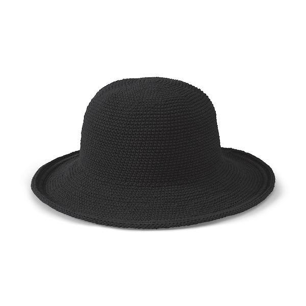 Black crocheted brim hat
