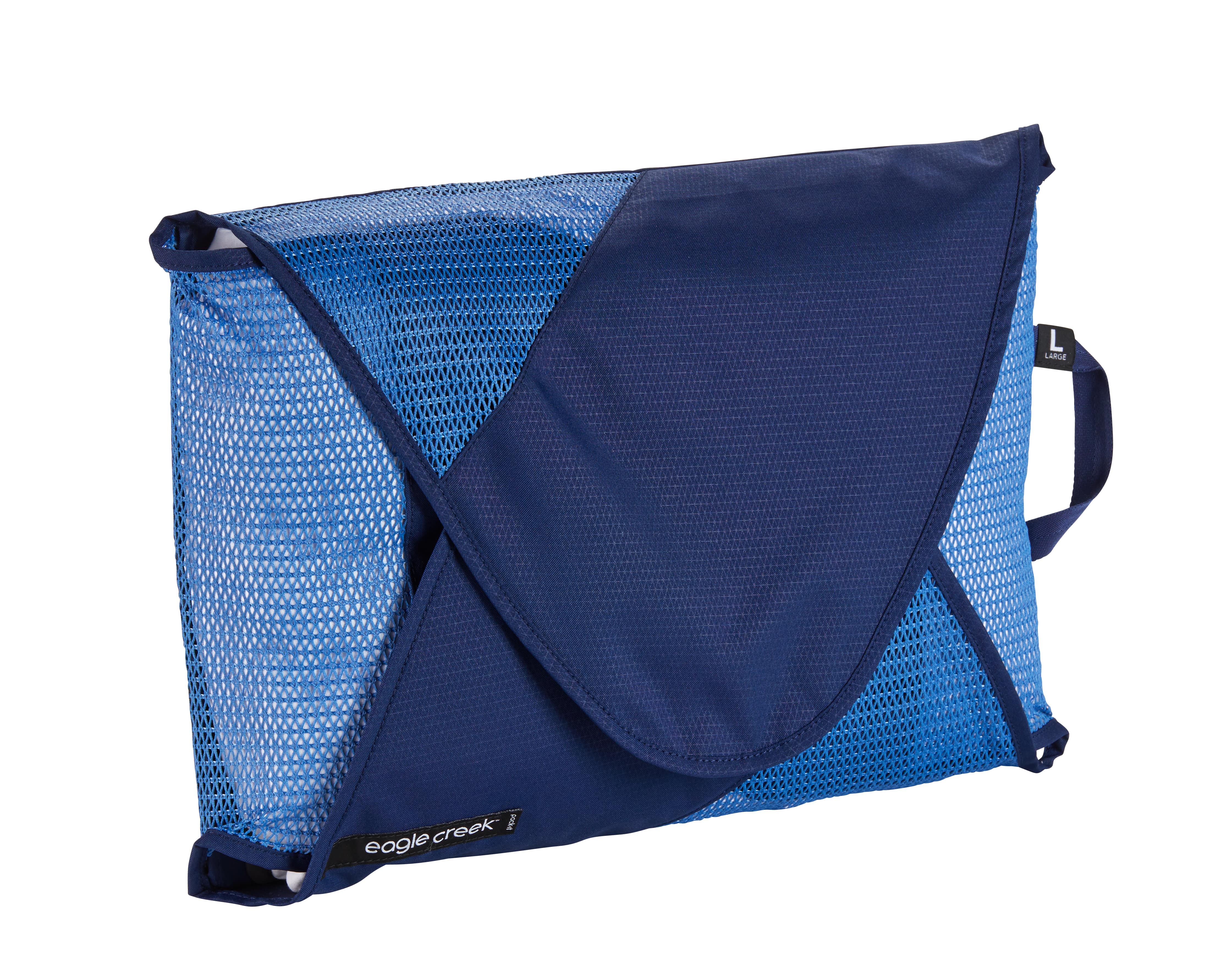 Lightweight folding board. Use to: Pack up, fold, and compress bulkier shirts and slacks. Mesh gives visibility and holds 6-8 shirts. Blue.