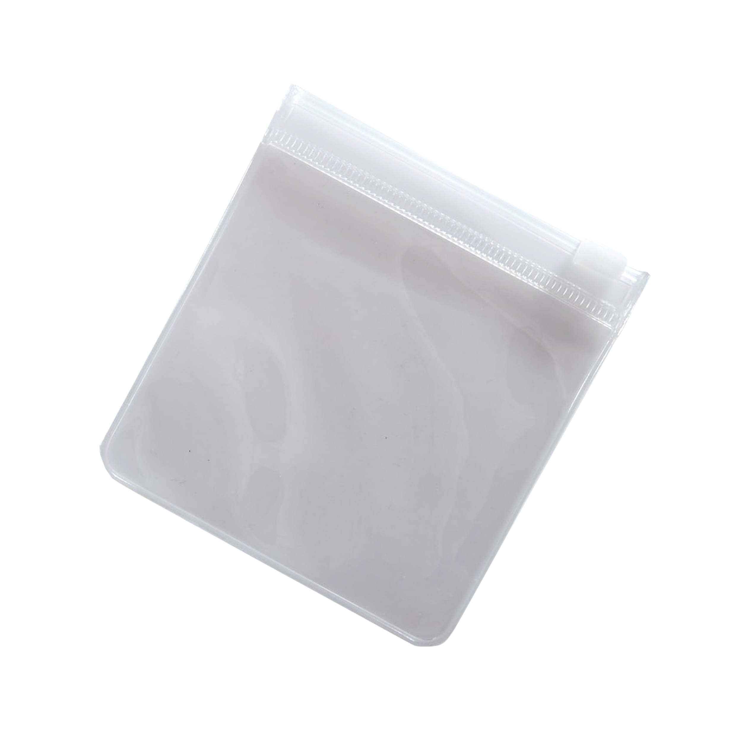 Clear plastic pouch on a white background