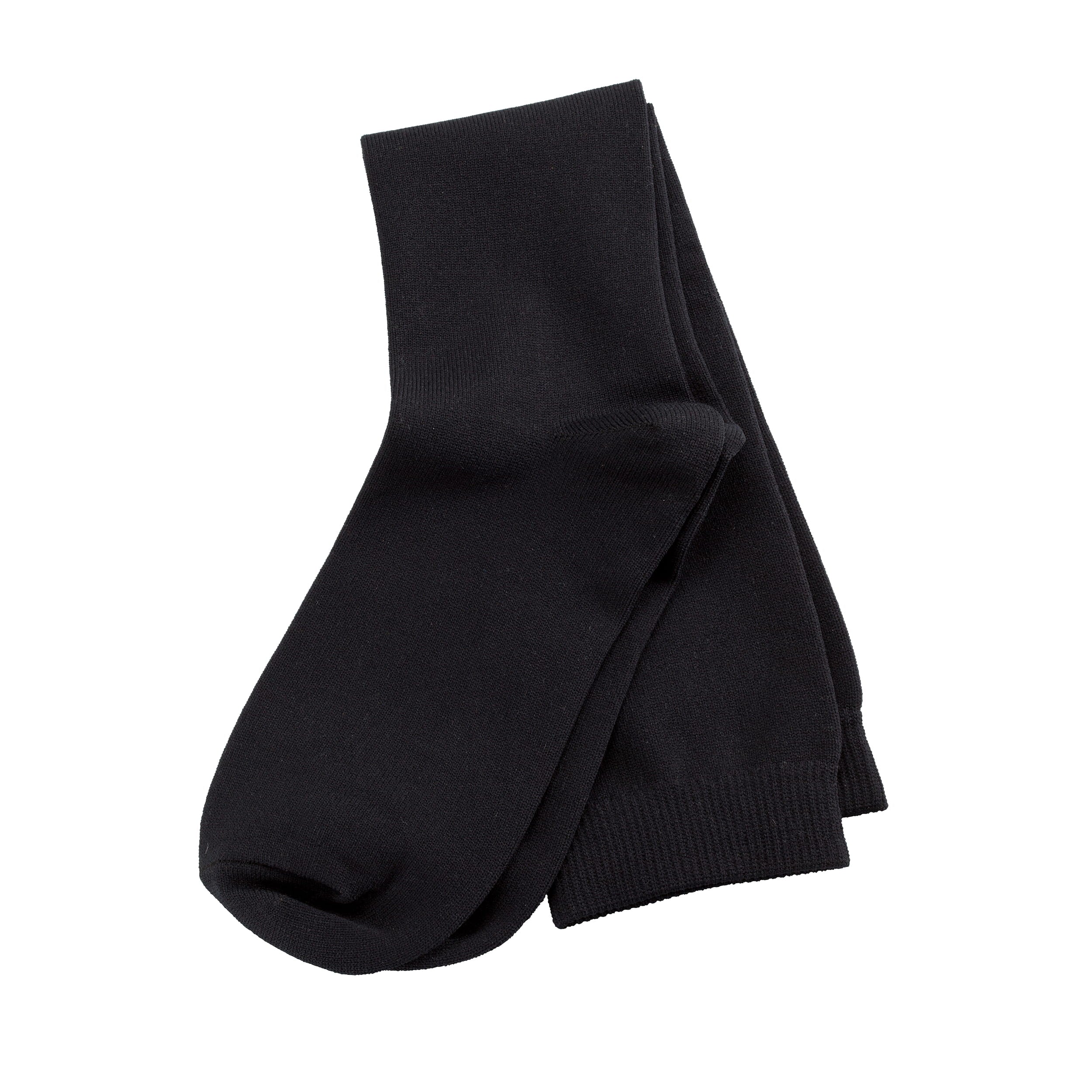 Pair of black compression socks on a white background